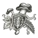 Scottish mushroom coat of arms raised tattoo design idea