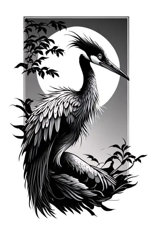 Japanese crane bird tattoo design idea