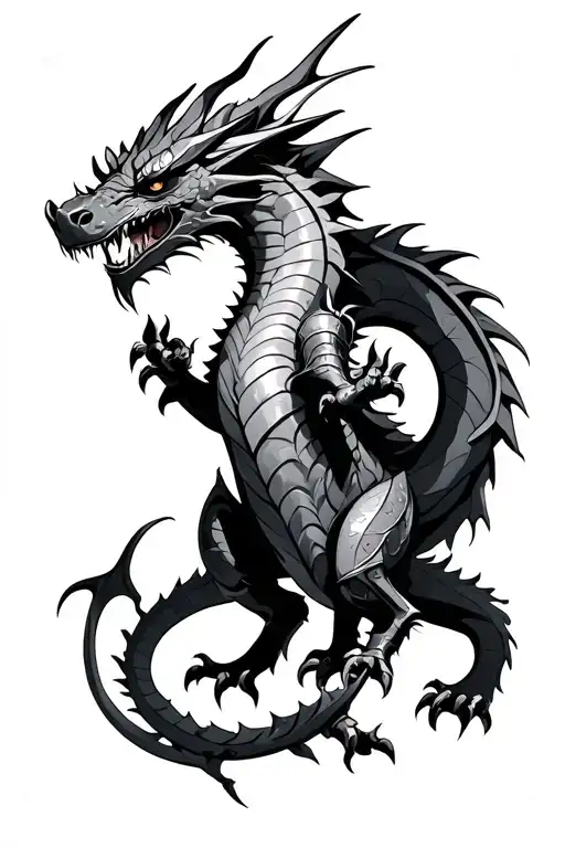 Dragon and Knight tattoo design idea