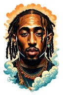 tupac in the cloud background tattoo design idea
