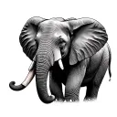 elephant and compass  tattoo design idea