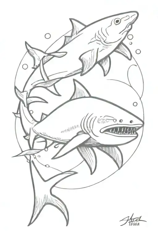 nurse shark swimming tattoo design idea