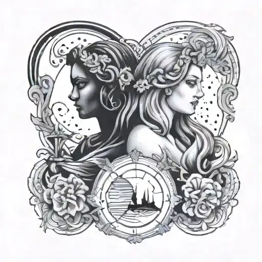 Aquarius and virgo zodiac sign tattoo design idea