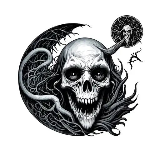 lovecraft eldritch horror sleeve tattoo design idea