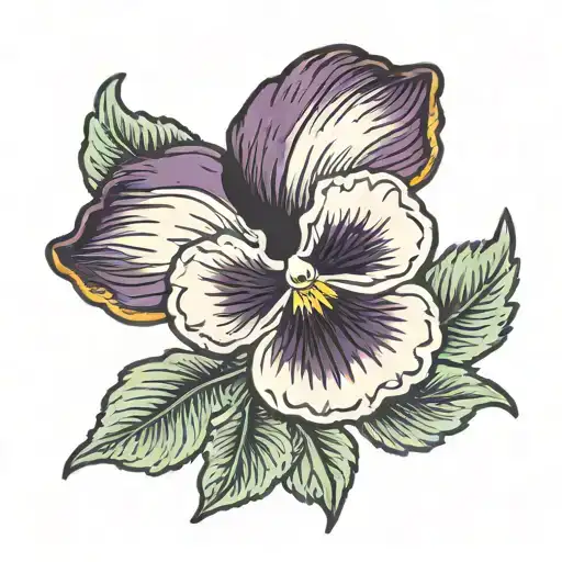 pansy with daisy flower tattoo design idea