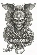 Demons, Johnston Street Sign, Ankh symbol, angel half demon tattoo design idea