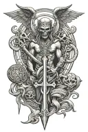 Demons, Johnston Street Sign, Ankh symbol, angel half demon tattoo design idea