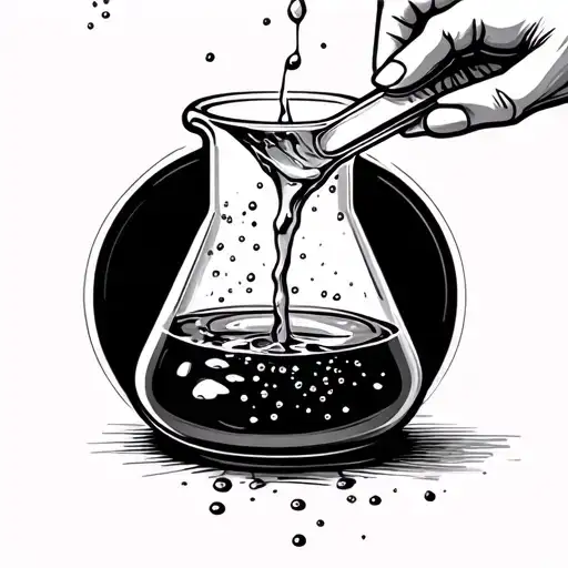 liquid pouring into a beaker filled tattoo design idea