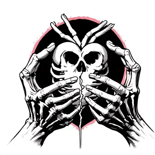 a broken heart in the hands of a skeleton  tattoo design idea