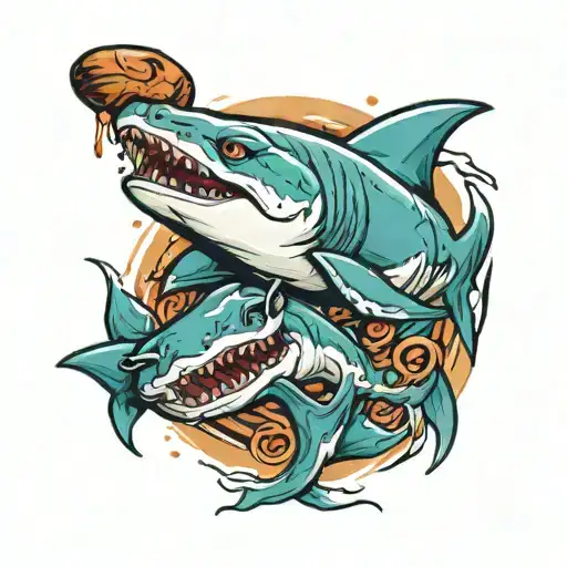 San Jose shark fighting Nashville predator  tattoo design idea