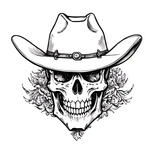 cowboy skull tattoo design idea