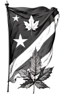 PUERTO RICO FLAG WITH A MAPLE LEAF INSTEAD OF THE STAR, MY FAMILIES NAMES: ZULEIKA, D'ANGELO, ROSE-AALIYAH, TAYLOR tattoo design idea