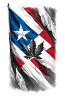 PUERTO RICO FLAG WITH A MAPLE LEAF INSTEAD OF THE STAR, MY FAMILIES NAMES: ZULEIKA, D'ANGELO, ROSE-AALIYAH, TAYLOR tattoo design idea