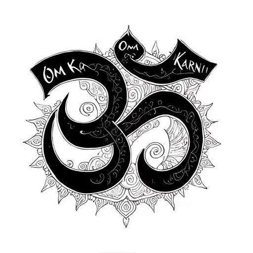 "Om Karni" "Om Maa Karni" One Liner Main Focus tattoo design idea
