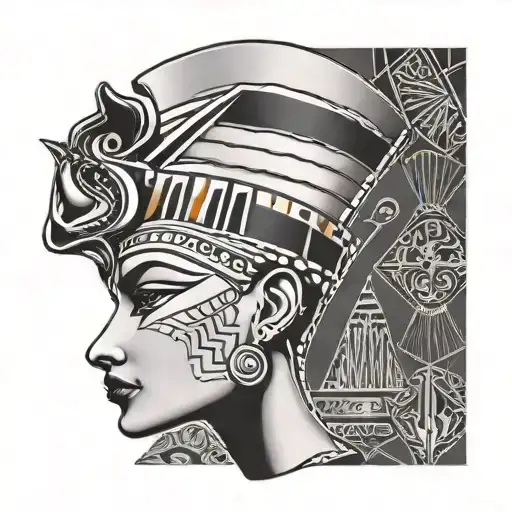 nefertiti side view tattoo design idea