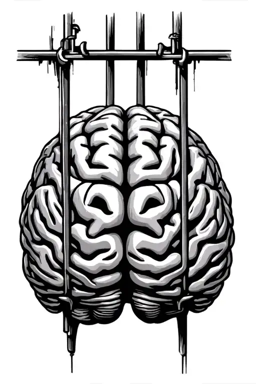 brain behind bars instead tattoo design idea