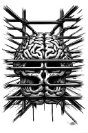 brain behind bars instead tattoo design idea