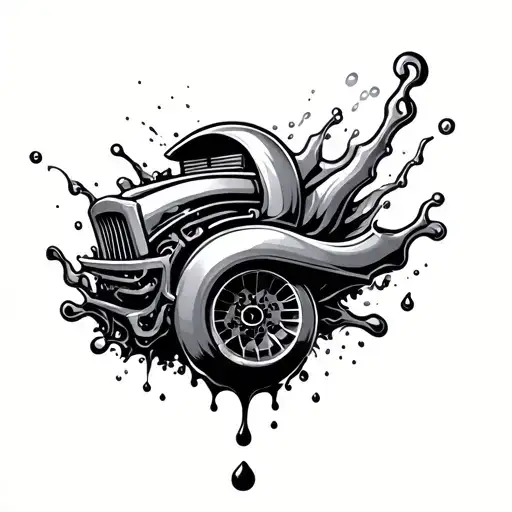 diesel turbo with oil spilling out tattoo design idea