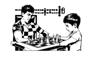 Dad and Son playing chess tattoo design idea