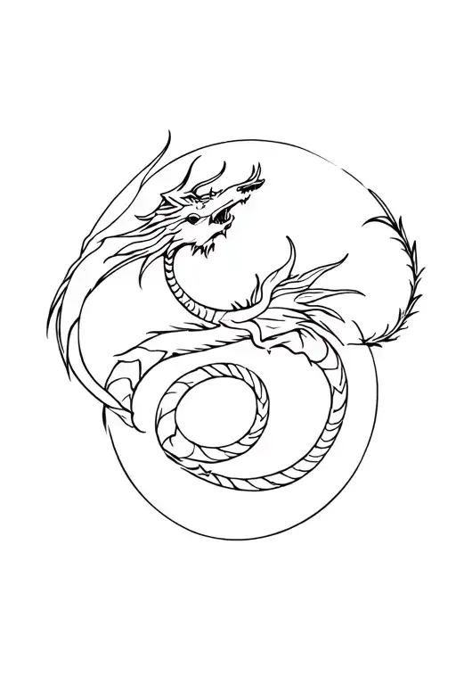 Taurus and dragon wrapping tattoo design idea