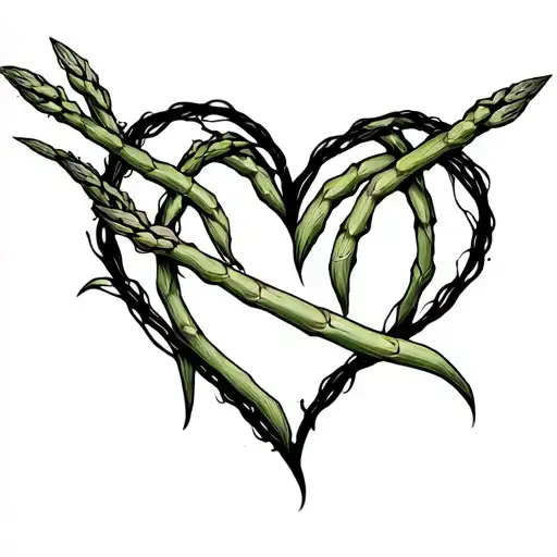 asparagus heart shaped line outlining tattoo design idea