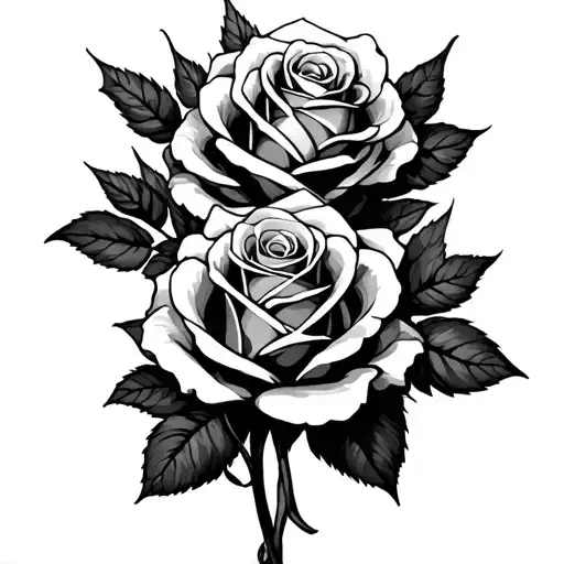 roses rock and roll and titties tattoo design idea