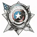 A Captain America shield merged with the American flag design tattoo design idea