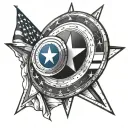 A Captain America shield merged with the American flag design tattoo design idea