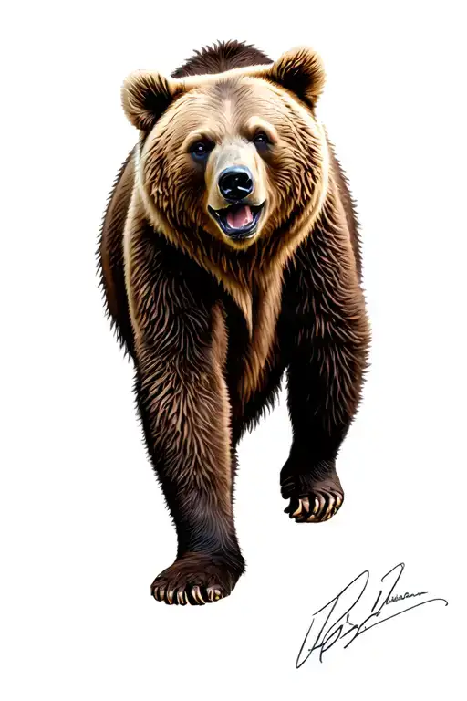 bear walking tattoo design idea