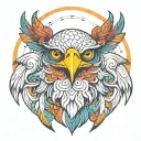 psychedelic eagle wings with eyes behind an ocean   tattoo design idea