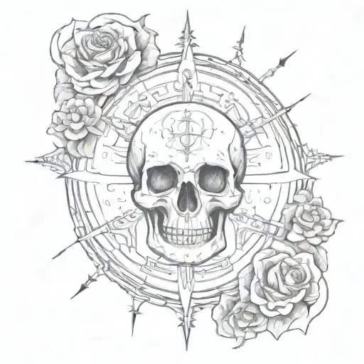 stoic symbols with saying of memento mori memento vivere tattoo design idea
