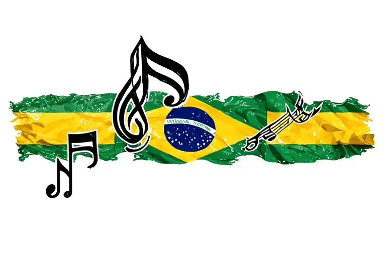 brazil carnaval flag music note intertwined tattoo design idea