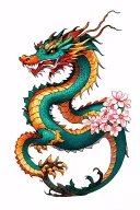 yakuza dragon with cherry blossom tree tattoo design idea