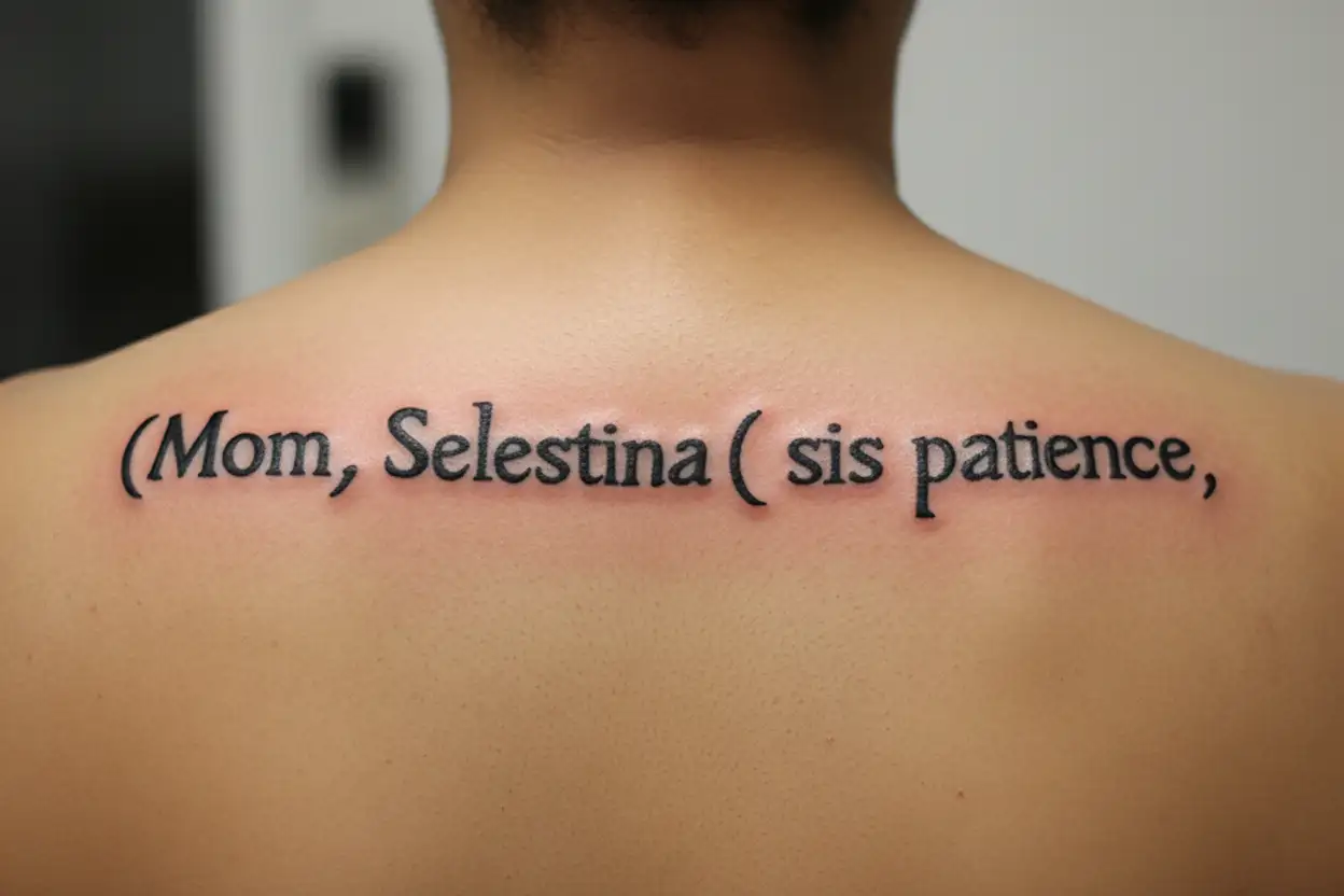 "(Mom) Selestina (sis) patience" tattoo design idea