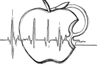 Apple scissors heart rate monitor line circling tattoo design idea