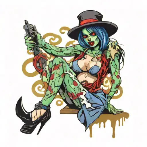 zombie stripper tattoo design idea