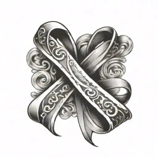 breast cancer ribbon wrapped tattoo design idea