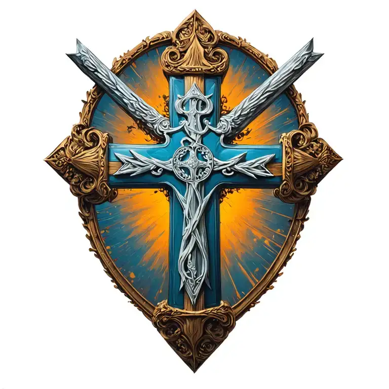 st Andrew's cross with sas emblem tattoo design idea
