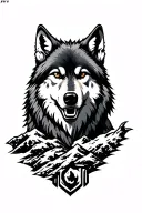 wolf and mountain tattoo design idea