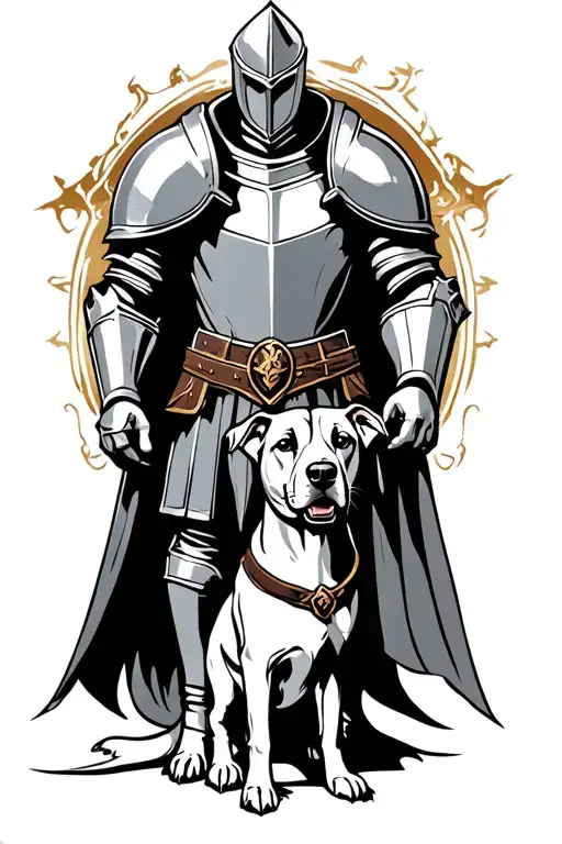 knight with dog tattoo design idea