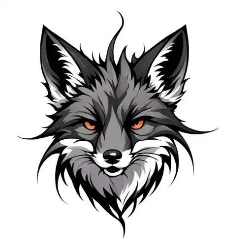 fox with nine tails black grey tattoo tattoo design idea