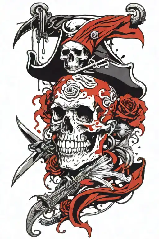 death before dishonor pirate skull tattoo design idea