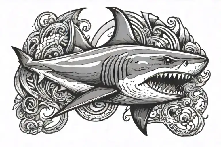 Shark attached tattoo design idea