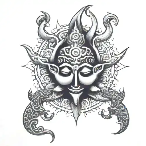 trishul and damru tattoo design idea