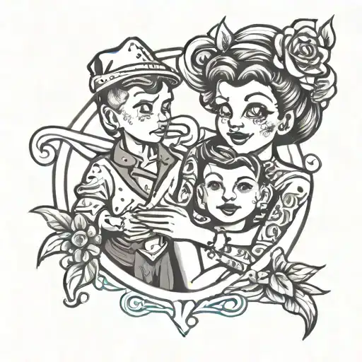 mom and son funny  tattoo design idea