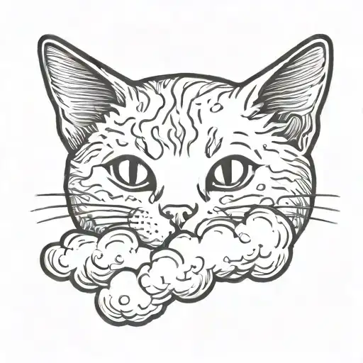 cute cat on a cloud tattoo design idea