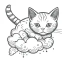 cute cat on a cloud tattoo design idea