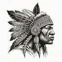 African Warrior With Native American headress tattoo design idea
