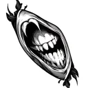 vampire teeth knee tattoo design idea