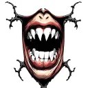 vampire teeth knee tattoo design idea